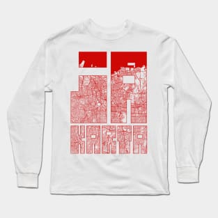 Jakarta, Indonesia City Map Typography - Oriental Long Sleeve T-Shirt